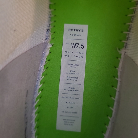 Rothy's White Lace Up Sneaker Women's Size 7.5 - Picture 3 of 16